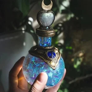classic resin magic potion bottle figurine handcrafted ornamental bottle with gem accents